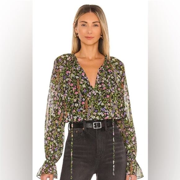 Amanda Uprichard Orleans Long Sleeve Top in Charmont Size Large - Picture 1 of 12